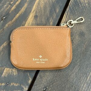 EUC Kate Spade Small Brown Leather Zipper Pouch